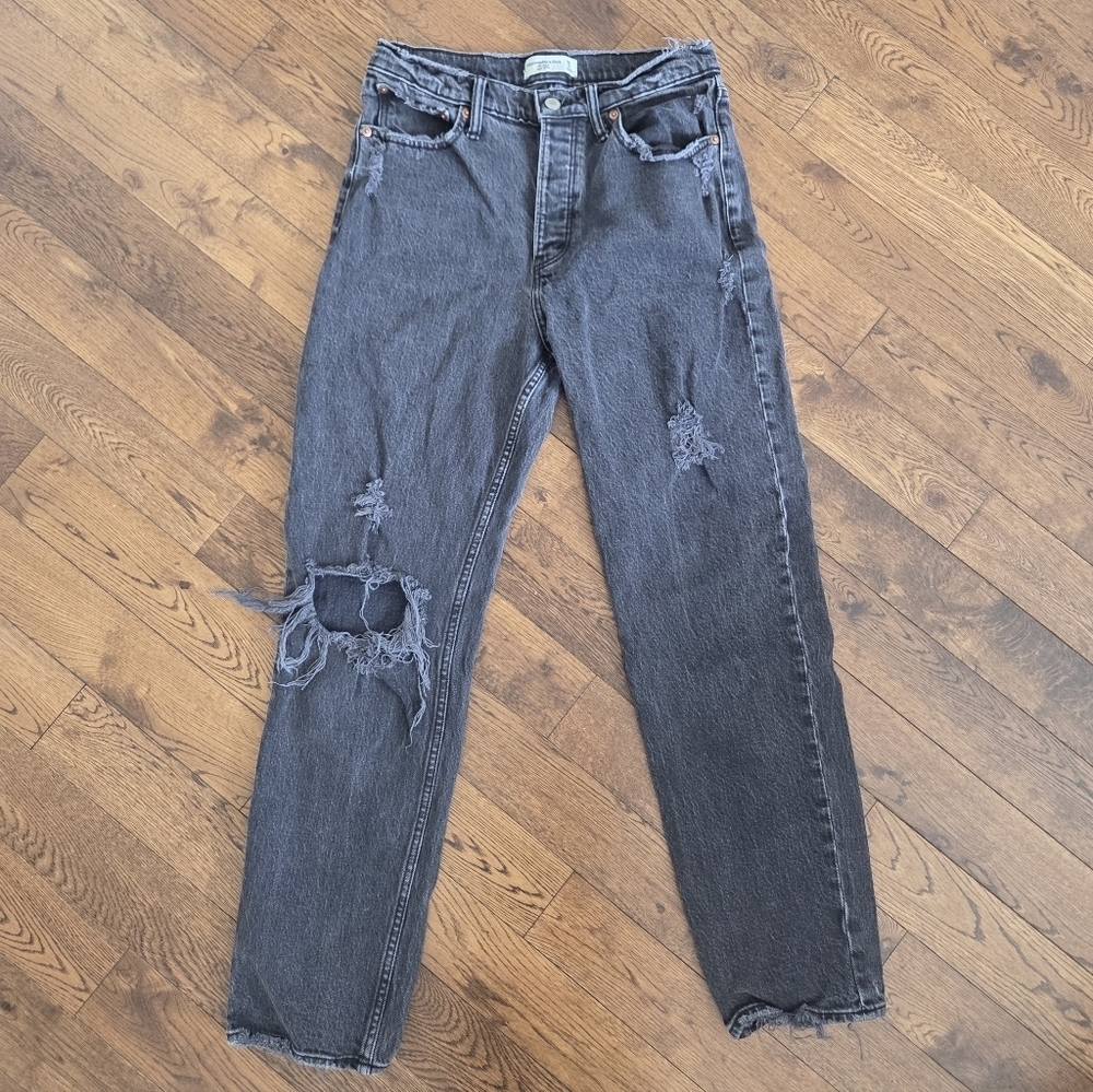 Abercrombie & FitchThe Dad High Rise Jeans Charcoal Black Size 28/6